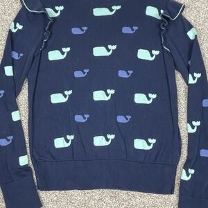 Vineyard Vines Navy and Mint Whale Sweater